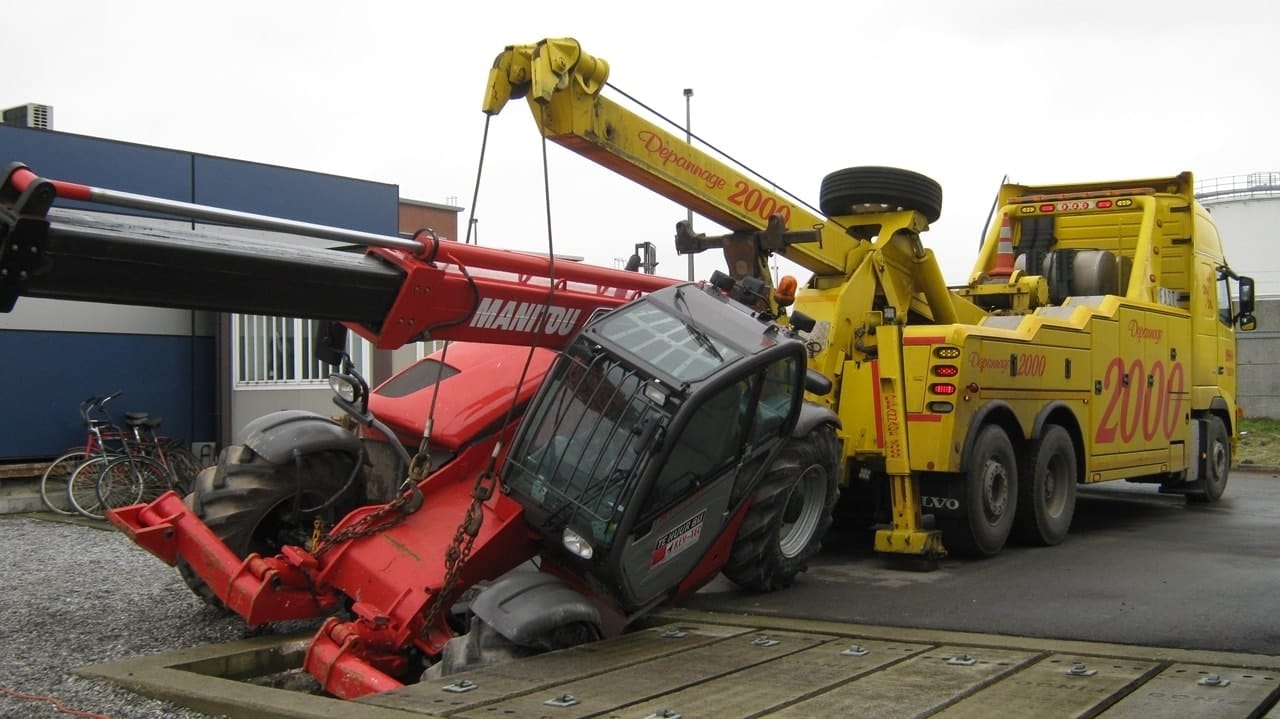 Slotfase van de manitou-berging met de verreiker